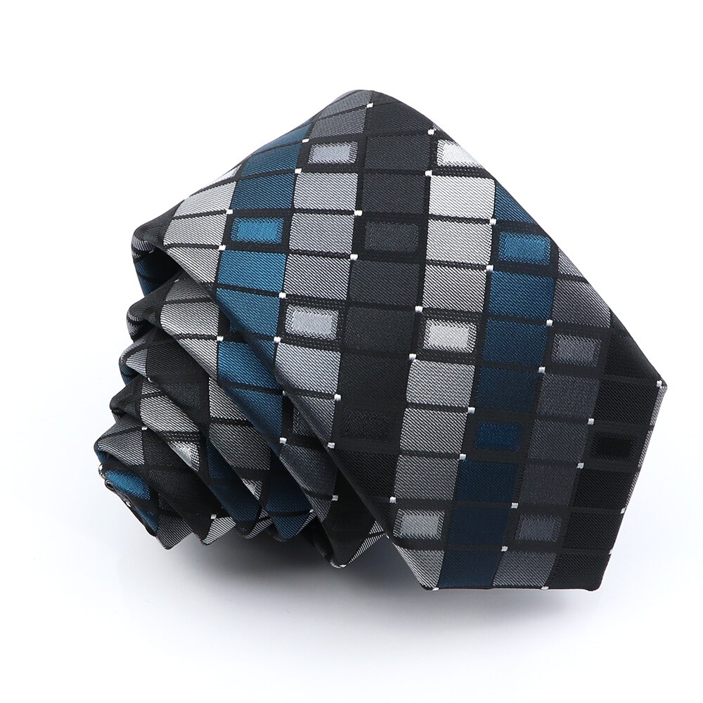 Corbata Negra a rayas para hombre, corbatas a cuadros de Color sólido de 6cm, azul y rojo, accesorios de uso diario, corbata, de de boda para hombre: 19