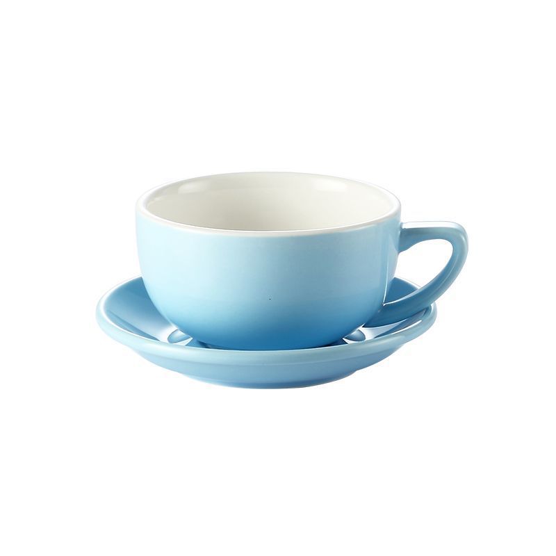 Ceramic Coffee Cup Saucers Copos Restaurant Espresso Cappuccino Latte Art Mug Afternoon Tea Black Tea Cup 350CC Big Capacity: skyblue