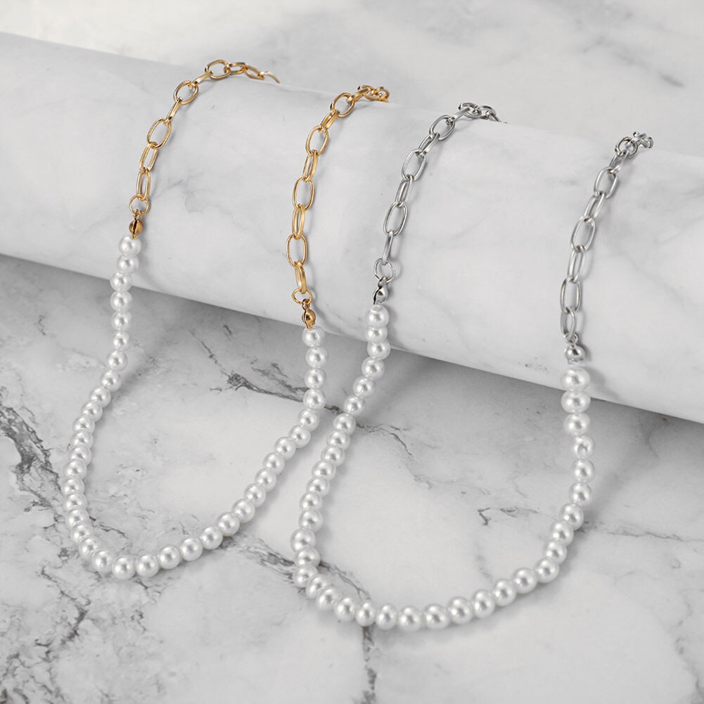 Mode Barokke Parel Ketting Vrouwen Kraag Bruiloft Punk Gouden Kettingen Lariat Bead Choker Kettingen Sieraden