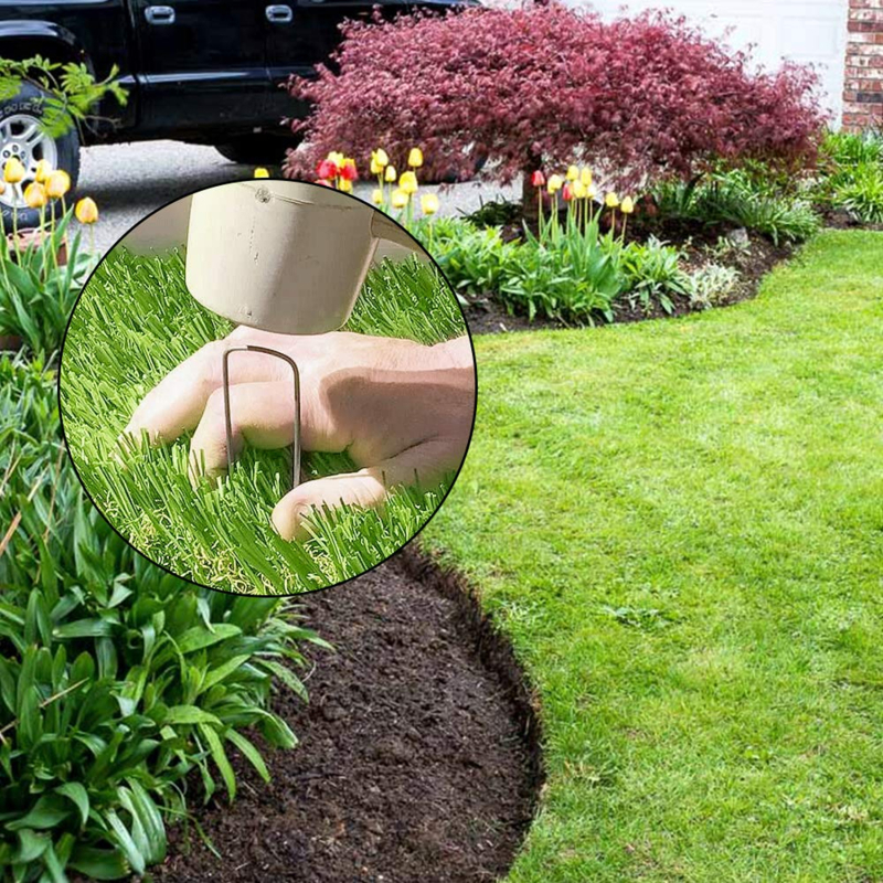 Trädgårdspinne silvermetall u-formad trädgårdsklammer trädgårdsmarkspik film fasta pinnar trädgårdsverktyg filmpinne