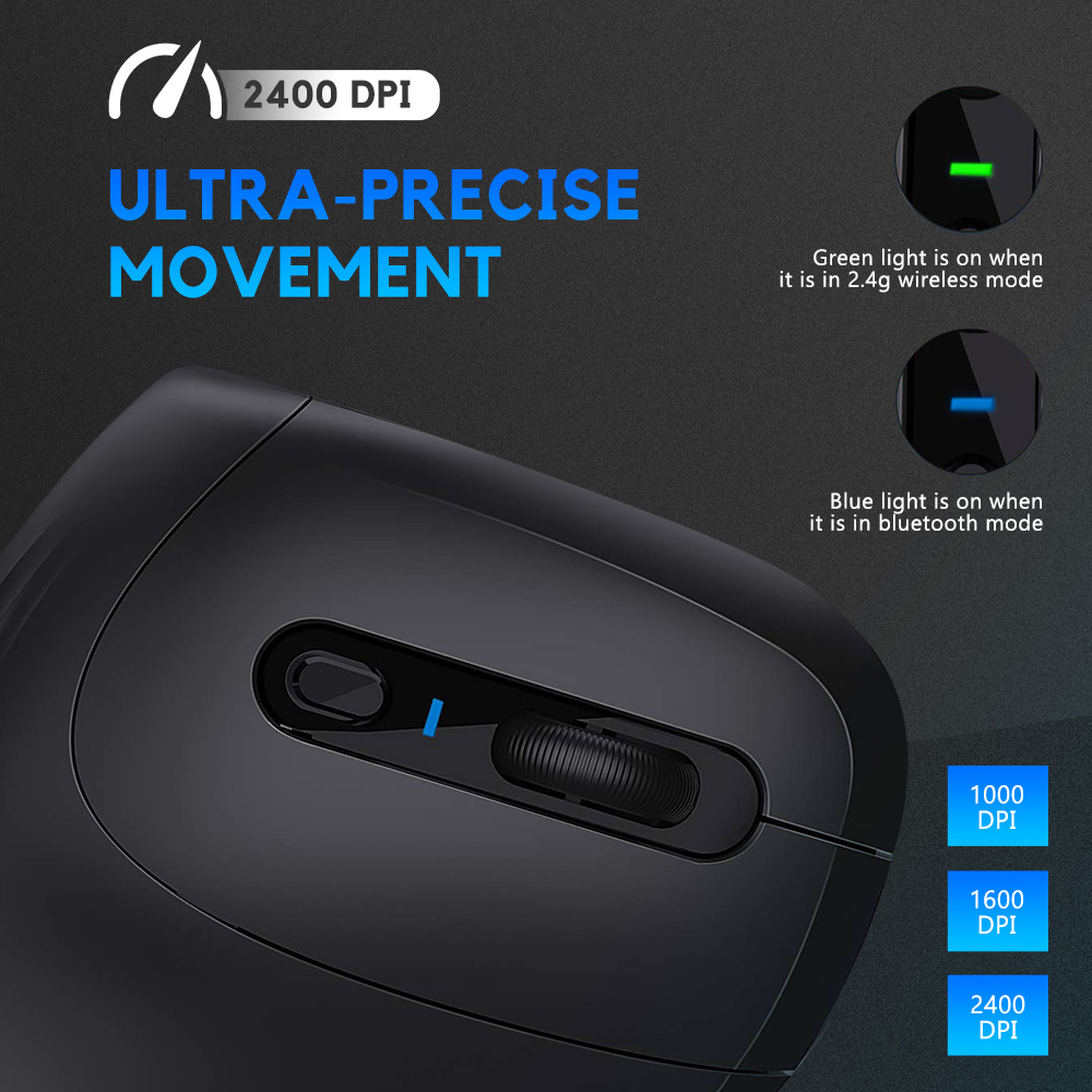 Dareu vip  lm109 silent mouse bt  + 2.4 ghz dual-mode wireless vertikale ergonomische stumme gaming-maus für 2 geräte computer laptop