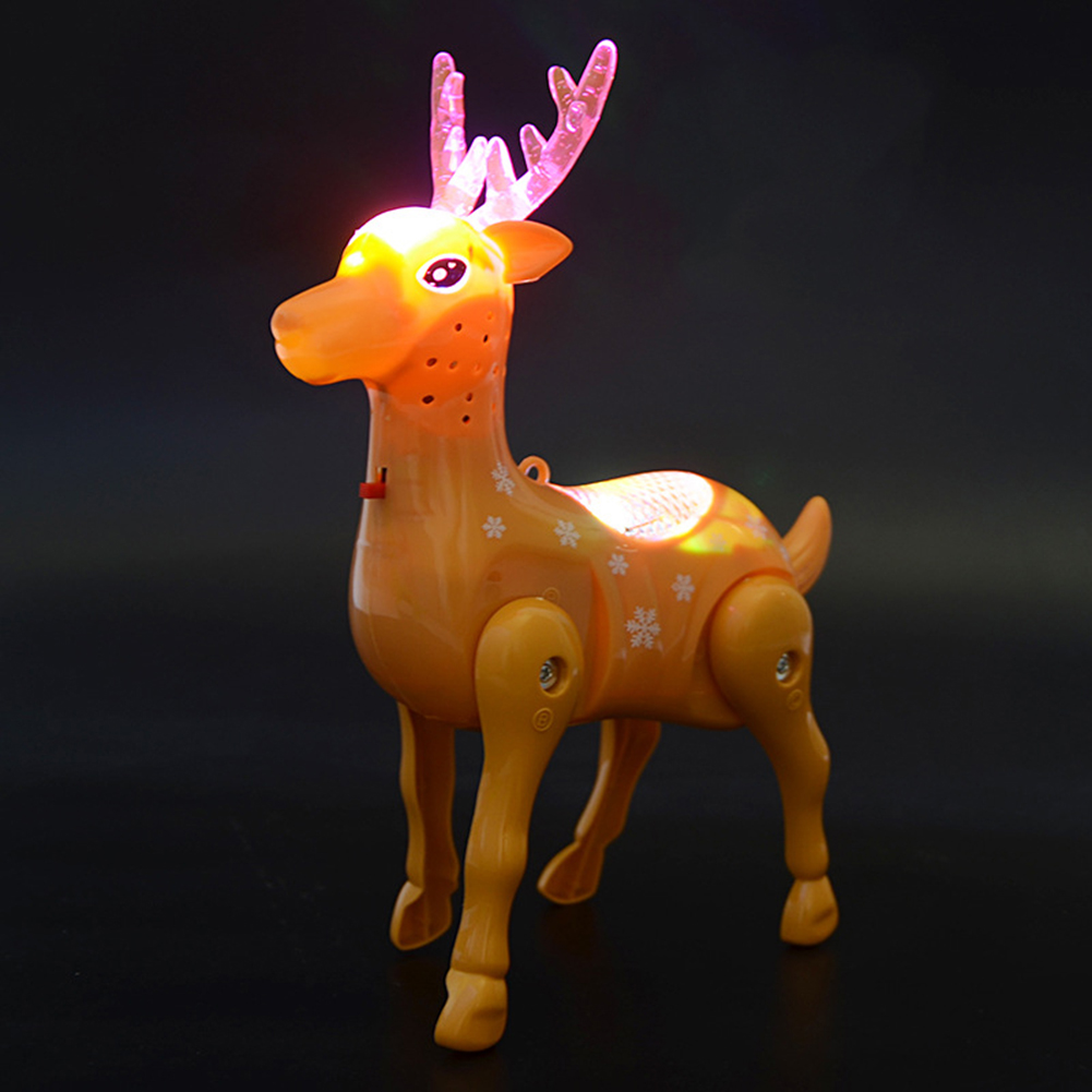 Electric Walking Sika Deer Animal Toy with LED Music Leash Interactive Kids Educational Toys for Children