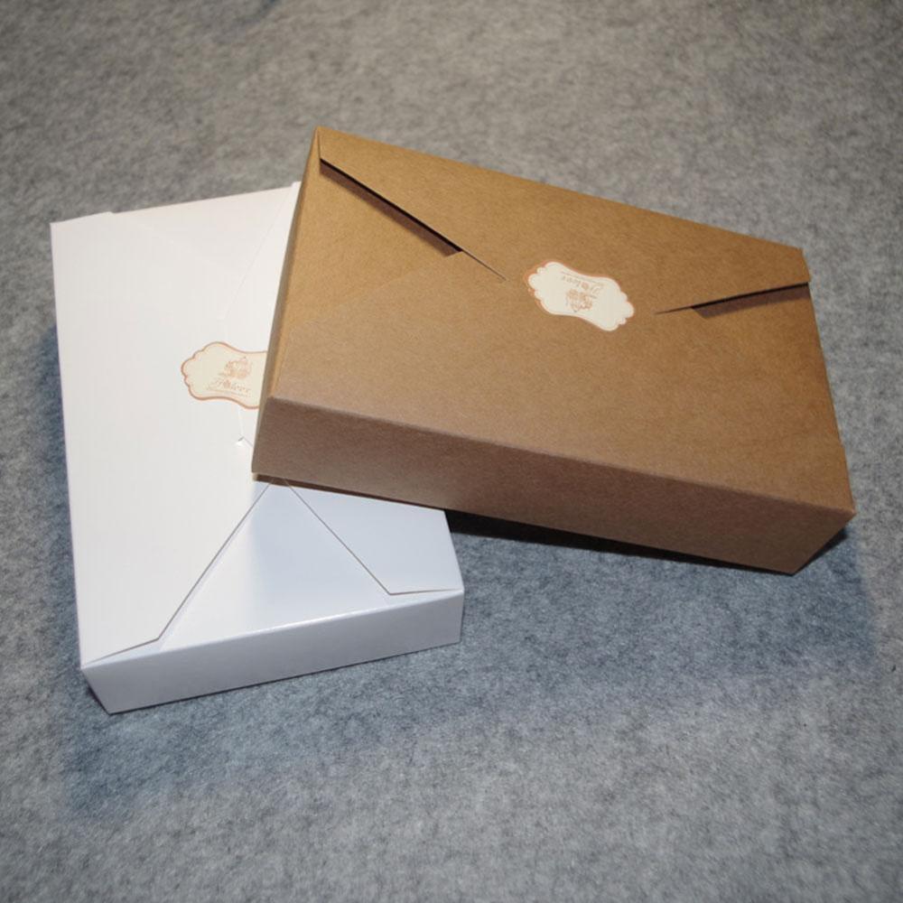 10PC 19.5*12.5*4cm Kraft Paper/White Boxes Envelope Box Presentation Styled For Wedding Invitation Cards T6K9