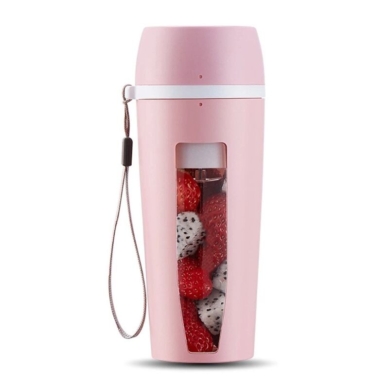 SKYMEN 400ml Portable Electric Juicer with Cup Rechargeable Fruit 2 Blades Blender Machine Fruits Mixer: Pink