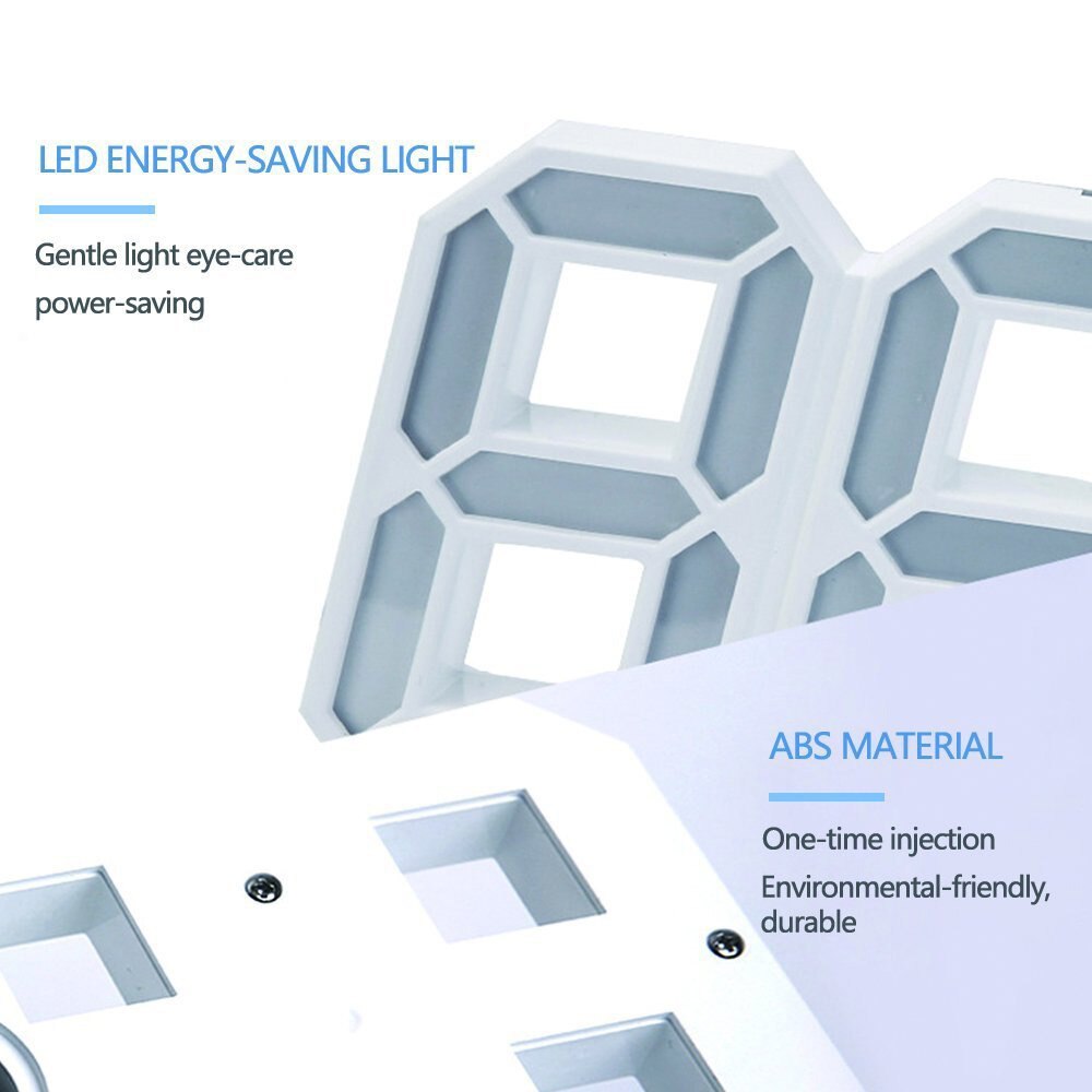 Digital ur 3d alarm bordplade ciffer til skrivebordshylde ledet abs plast