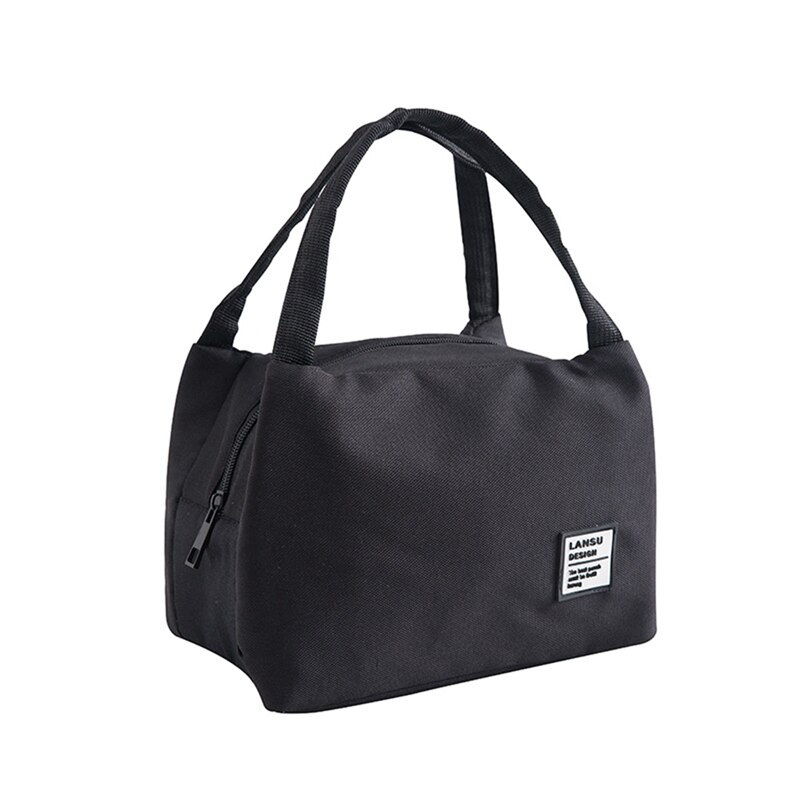 Lunch Bags Portable Lunch Box Large Large Capacity Picnic Bags Insulation Box Solid Color Food Case Food Handbags: Black