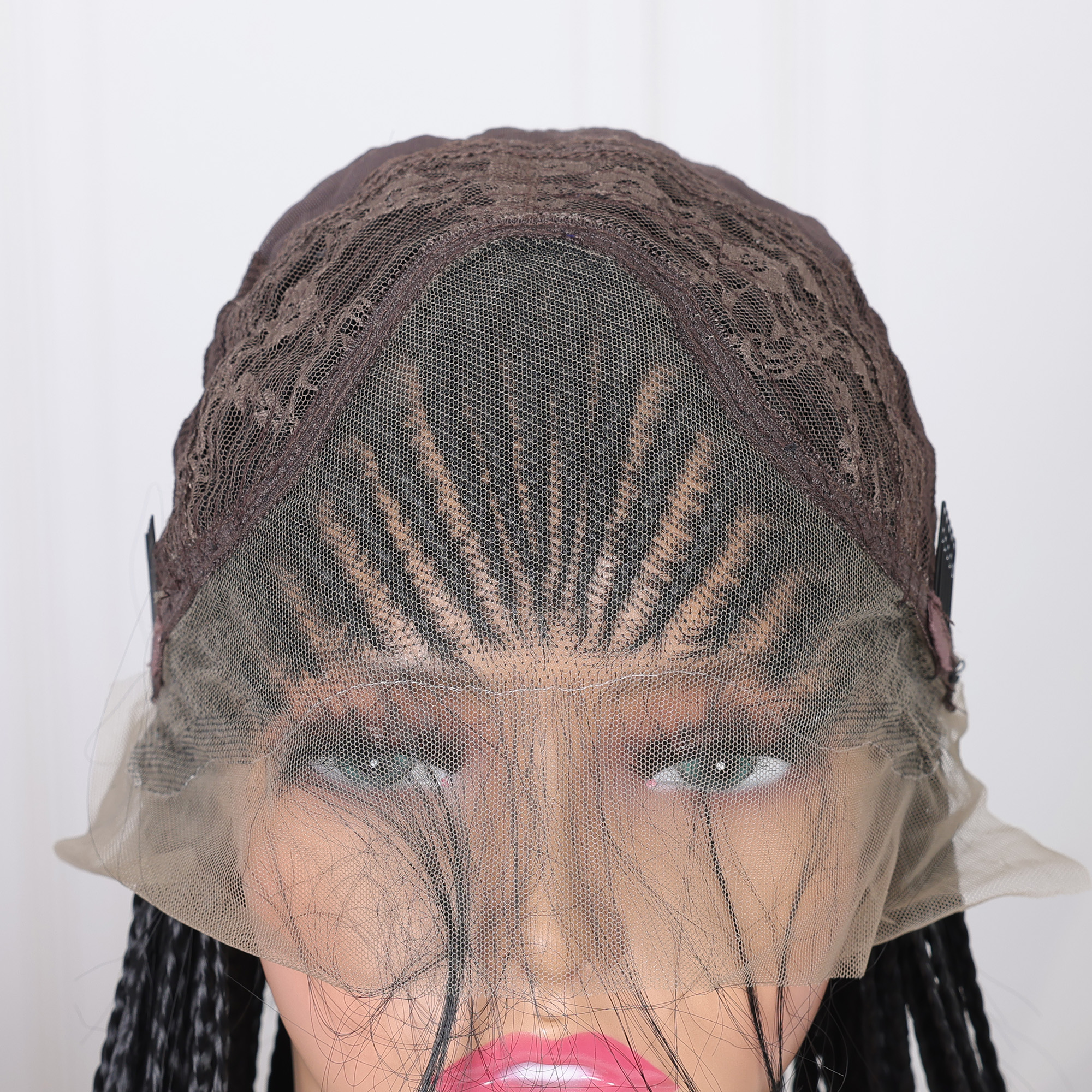 13X4 encaje Frontal trenzado Faux Locs peluca larga diosa Twist Box trenzado pelucas frontales sintéticas para mujeres negras blanqueadas sin nudos