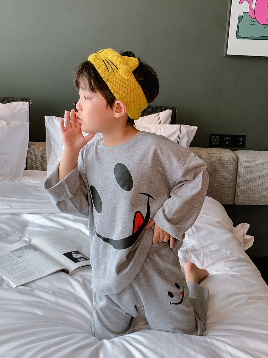 Jongens Pyjama Cartoon Leisure Tops Tweedelige Stijl Grote Jongen En Najaar Lange Mouw Airconditioning kleding Pak