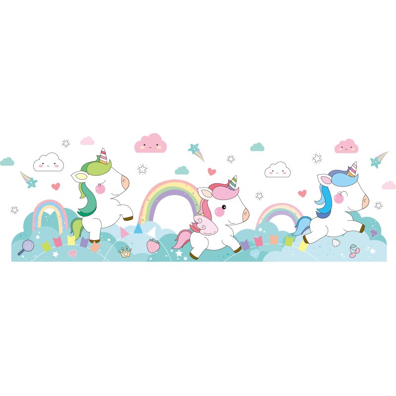 Rosa flamingo dyr vegg klistremerker diy ballonger veggmaleri dekaler for barn rom baby soverom barnehage hjemme dekorasjon tilbehør: Enhjørningsklistremerke