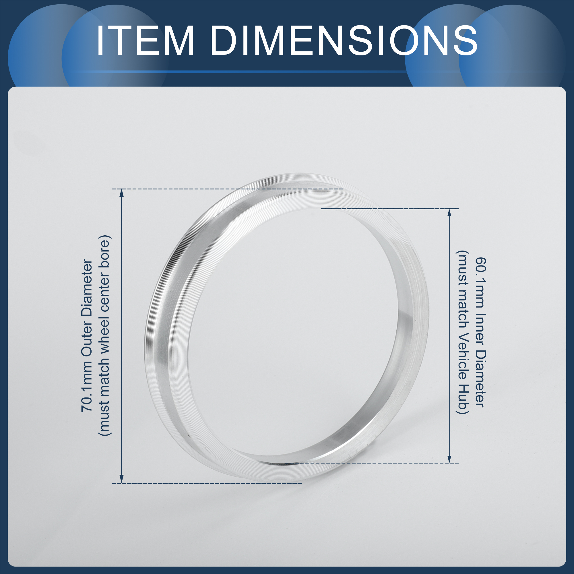 UXCELL 4pcs OD 70.1/72.6/72.1/73.1mm to ID 57.1/60.1/64.1/54.1/66.6/62.5mm Hub Centric Rings Wheel Hubrings Aluminum Alloy: Dark Grey