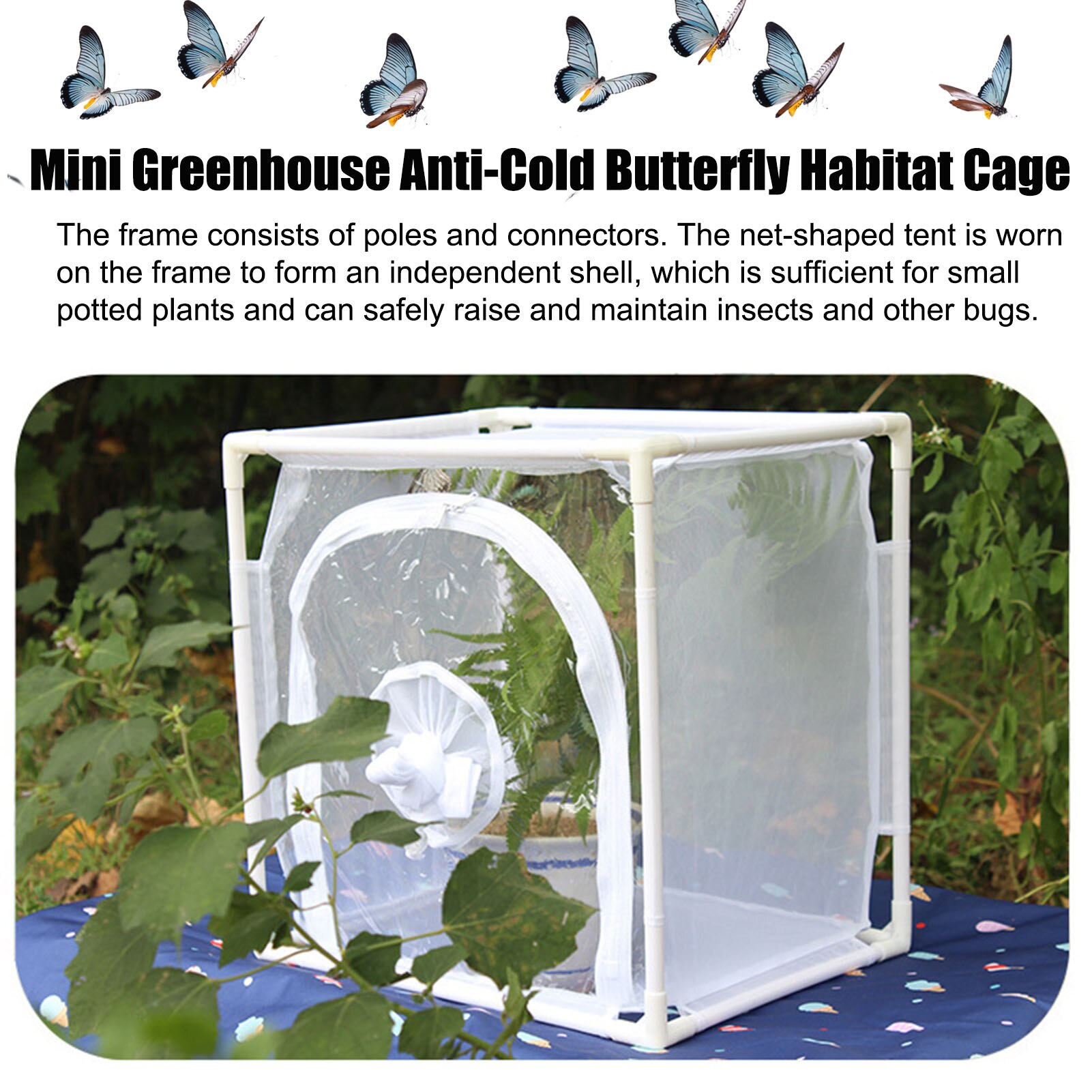 Mini Greenhouse Butterfly Insect Breeding Cage Plant Insulation Shed Indoor &amp; Outdoor Garden Greenhouse Anti-Cold PVC Warm Room