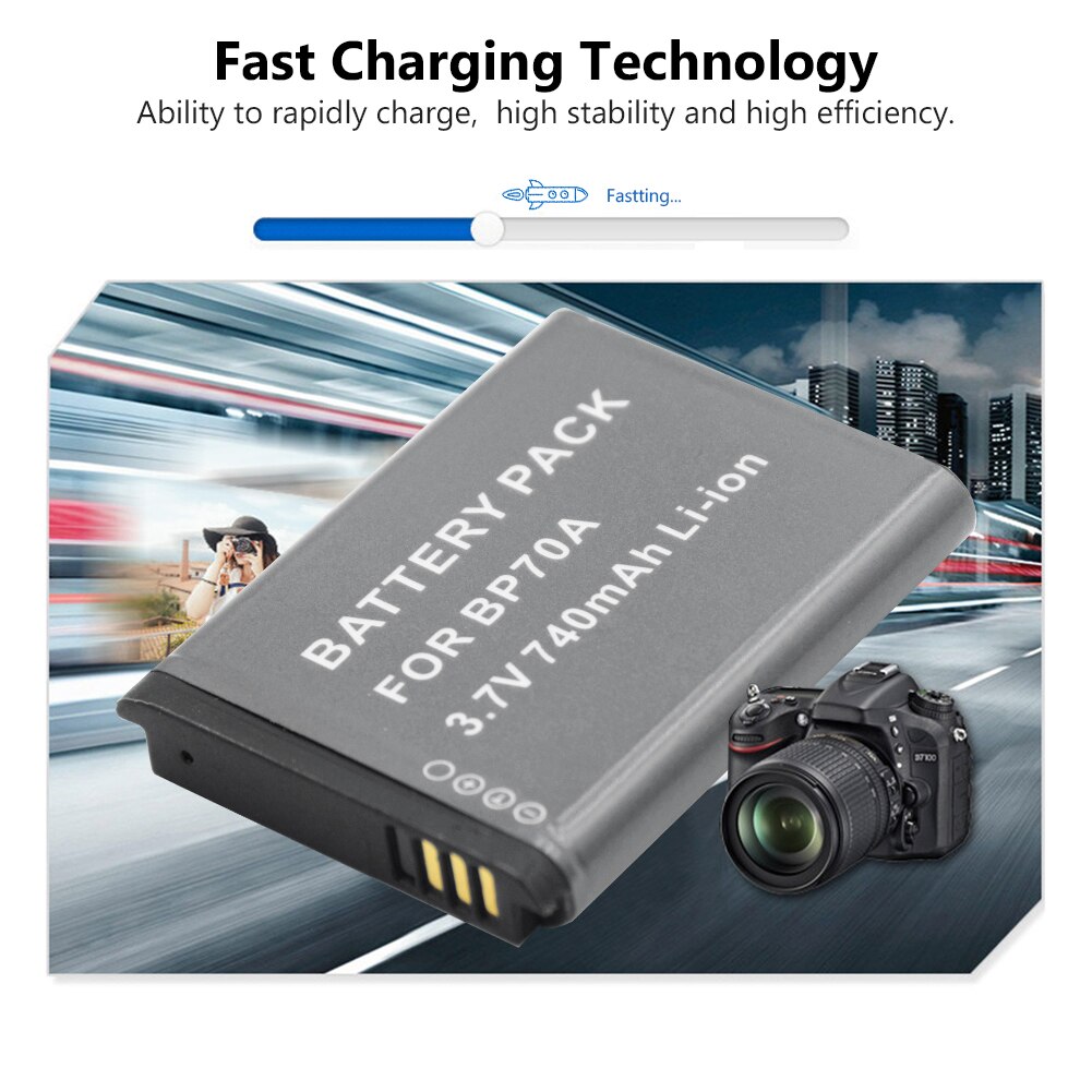 1/2 Pieces BP70A 740mAh Li-ion Lithium Battery For Samsung ES30 ES65 ES67 ES70 ES71 ES73 ES74 ES75 ES80 ES90 ES95 ES96 ES99 SL50