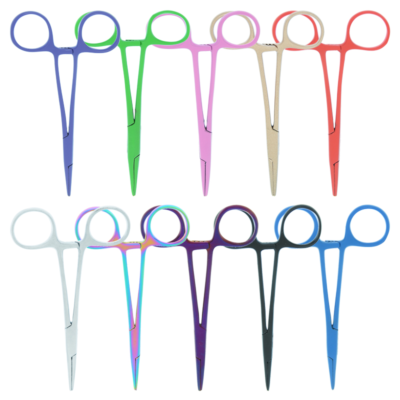 12.5cm Hand Tool Hemostatic Forceps Pet Hair Clamp Fishing Locking Pliers Epilation Tools Straight Curved Tip Pet Forceps D0001A