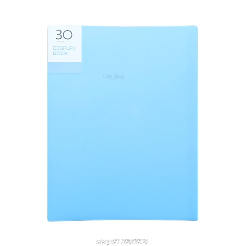 A4 Display Book 20/30/40/60 Pages Transparent Insert File Folder Document Storage Bag Office Supplies M09 21: Lake Blue 30 Page
