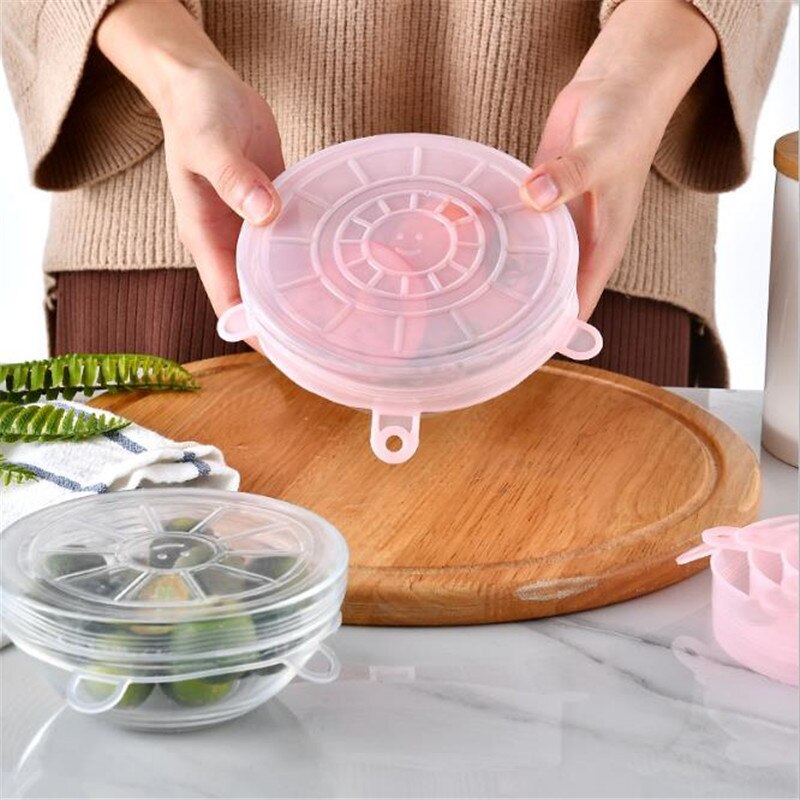 6 pçs silicone tampas de estiramento universal silicone envoltório de alimentos tigela pote tampa de silicone pan cozinhar acessórios da cozinha