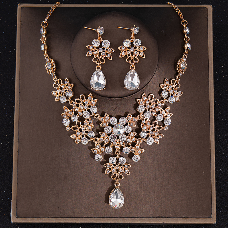 Ensemble de bijoux en cristal baroque pour patients, biscuits, diadème de Rh, diadème pour femmes, accessoires pour cheveux de mariage: Zinc blanc bleu plaqué