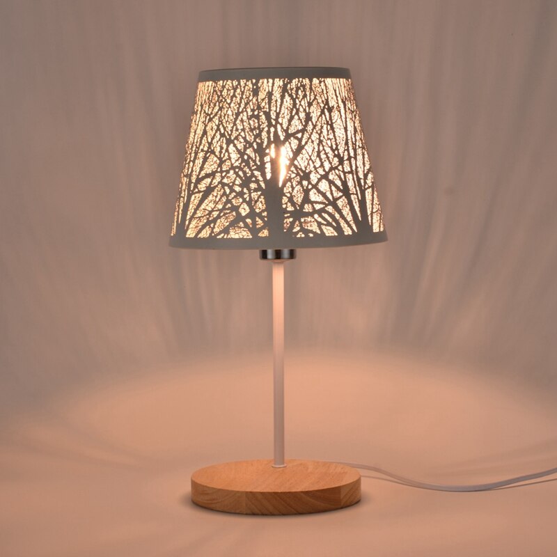 Small Lamp Shade Clip on Bulb,Barrel Metal Lampshade with Pattern of Trees for Table Chandelier Wall Lamp