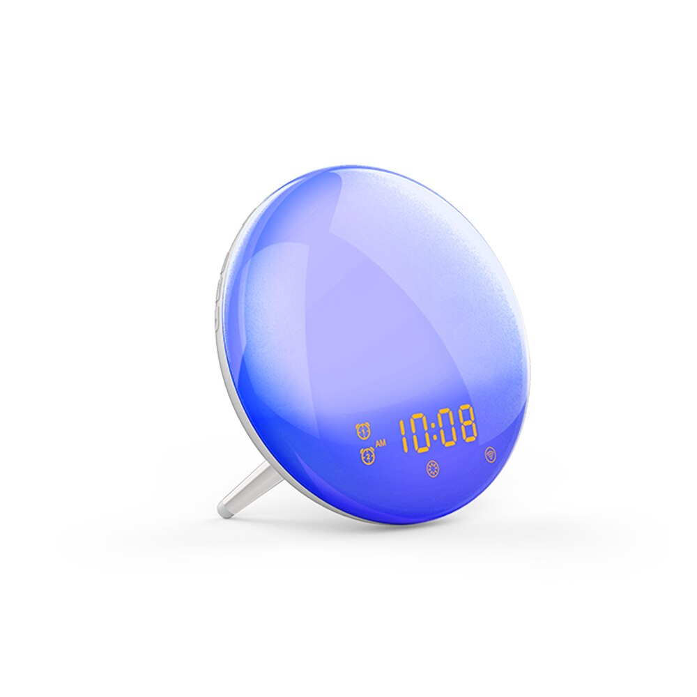 Väckarklocka 7 färger alexa telefon app kontroll smart väckningsljus digital nattlampa fm radio musik dimbar röstlampa