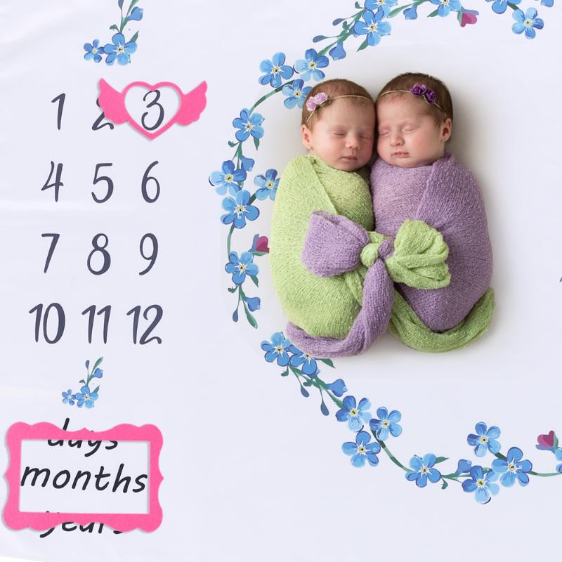 Baby Baby Milestone Deken Foto Fotografie Prop Dekens Achtergrond Doek Kalender Bebe Jongen Meisje Foto Accessoires 120X100 Cm