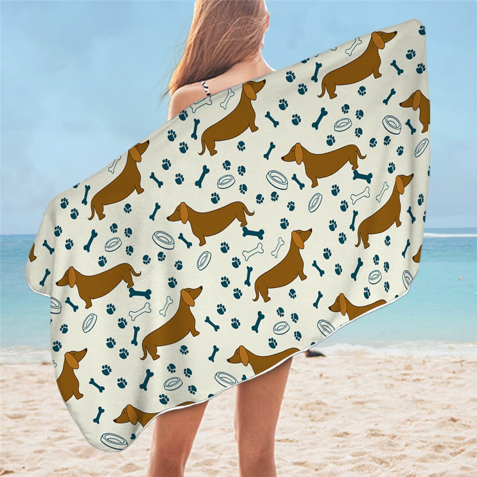 Beddingoutlet dachshund badehåndklæde badeværelse hvalp mikrofiber badehåndklæde til voksen farverig hund strandmåtte tegneserie toalla 75 x 150: 8
