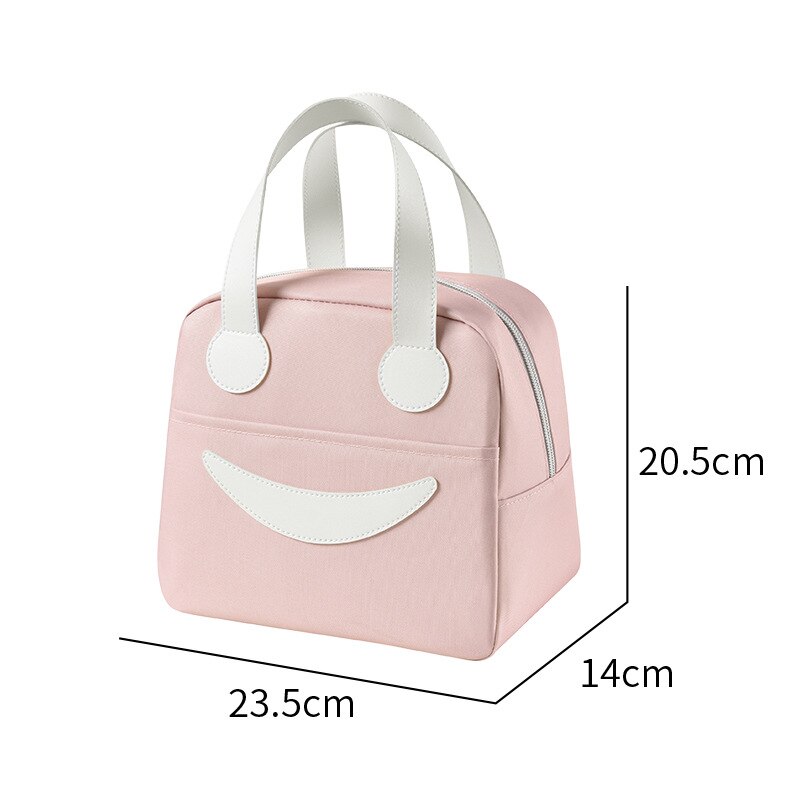 Smiley – sac à déjeuner fourre-tout de couleur unie, étanche, thermique, isolé, Portable, isotherme, Bento d&#39;extérieur pour aliments: 23x14x20 Pink