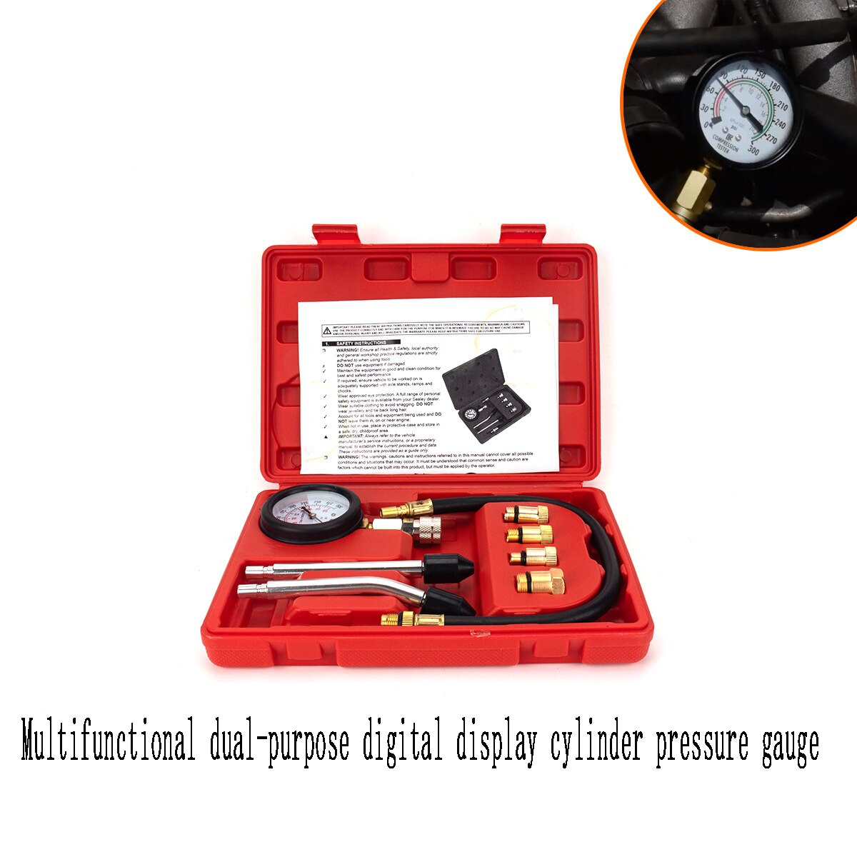 Auto Multifunctionele Dual-Purpose Digitale Display Cilinder Manometer Cilinder Druk Tester Testing Tool Motorfiets