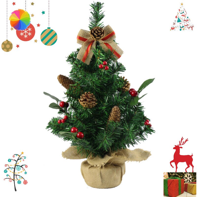 Mini Kunstmatige Kerstboom Met Dennenappel Lint Kerstboom Ornamenten