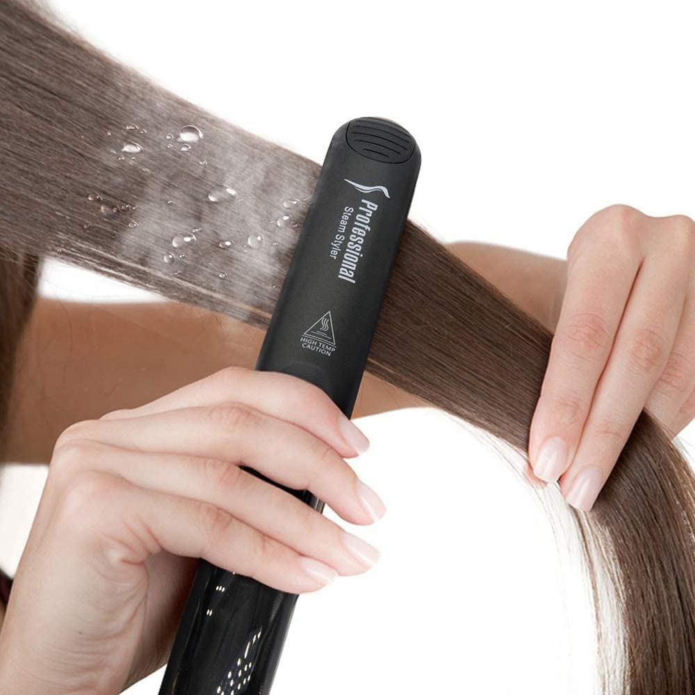 Dropshopping Dampf Haarglätter 2 in 1 Keramik Dampf Haar Eisen Salon Richt Eisstockschießen Styling Werkzeug