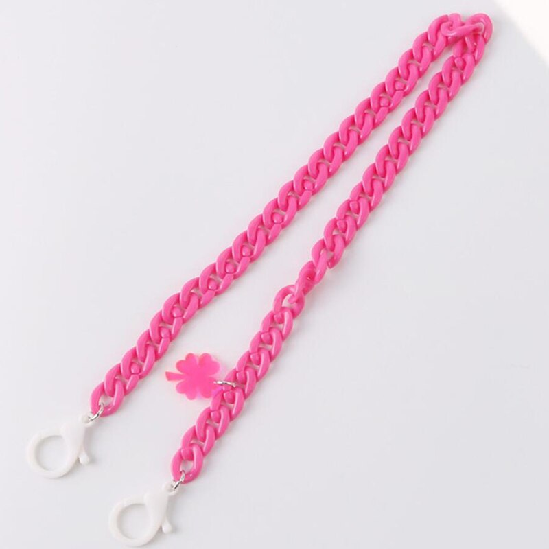 Collar de cadena antipérdida de longitud ajustable para mujer y niño, cadena para cuello, accesorios, collares de acrílico, correa de seguridad: Rose Red