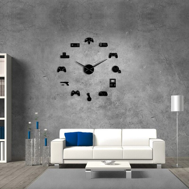 Newest Game Controller Video Diy Giant Wall Clock Game Joysticks Stickers Gamer Wall Art Video Gaming Signs Boy Bedroom Game Roo