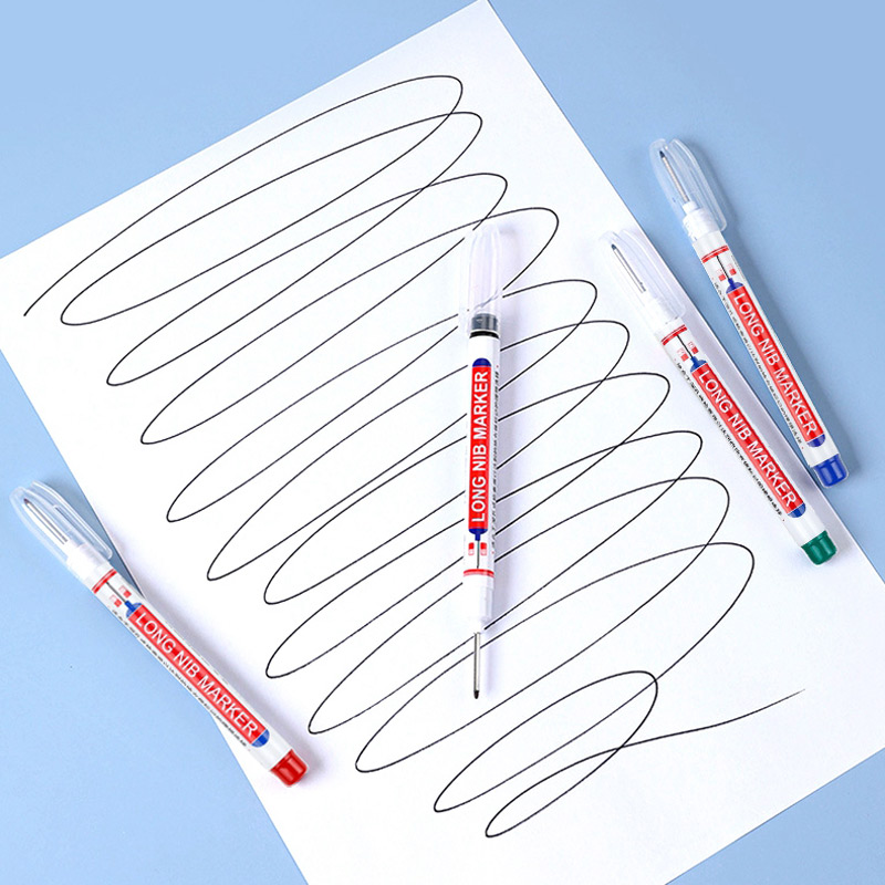 Haile Deep Hole Long Nib Multi-Purpose Marker Pens Waterproof Mechanical Carpentry Bathroom Woodworking Construction Marking Pen