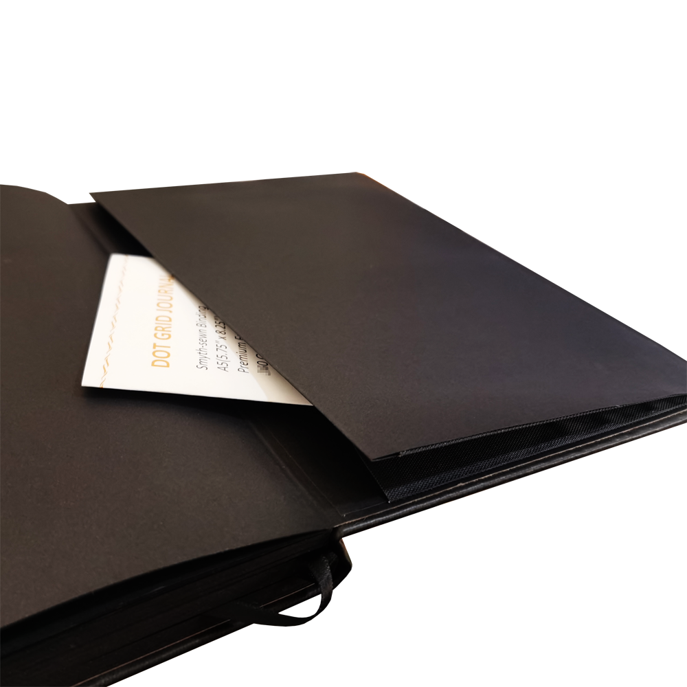 Ster En Diamant Zwart En Wit Vegan Lederen Cover 150GSM Zwart Papier Dot Grid Journal Met Zwarte Pagina