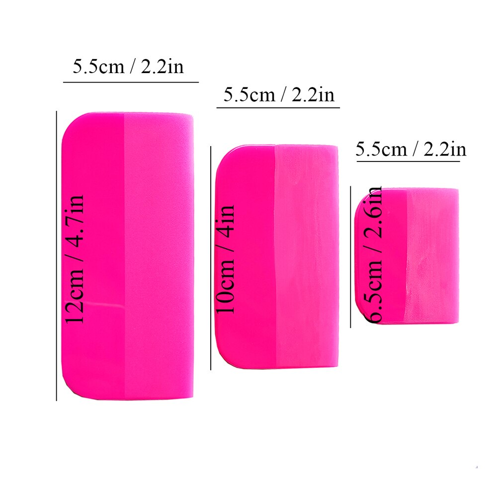 6.5/10/12cm 5.5/7.5cm Width Pink Scraper Soft Rubber Car Window Squeegee Tint Tools Glass Water Wiper Vinyl Wrap Blade B72 B77: 5.5cm pink 3pcs