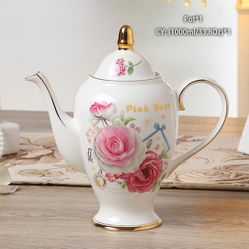 Romantic Bone China Coffee Set British Porcelain Tea Set Ceramic Pot Creamer Sugar Bowl Teatime Teapot Coffee Cup Coffeeware: Pot