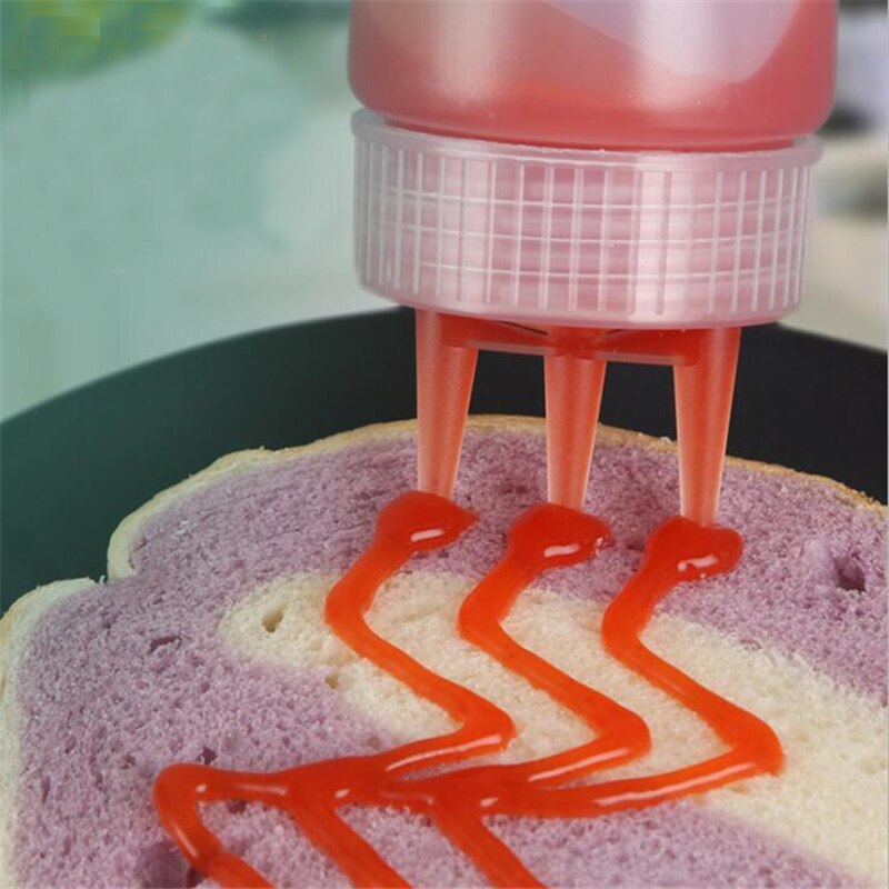 3Hole Squeeze Bottle Condiment Mustard Dispenser Sauce Vinegar Ketchup Gravy Cruet Kitchen Gadgets Plastic Oil Vinegar Bottles