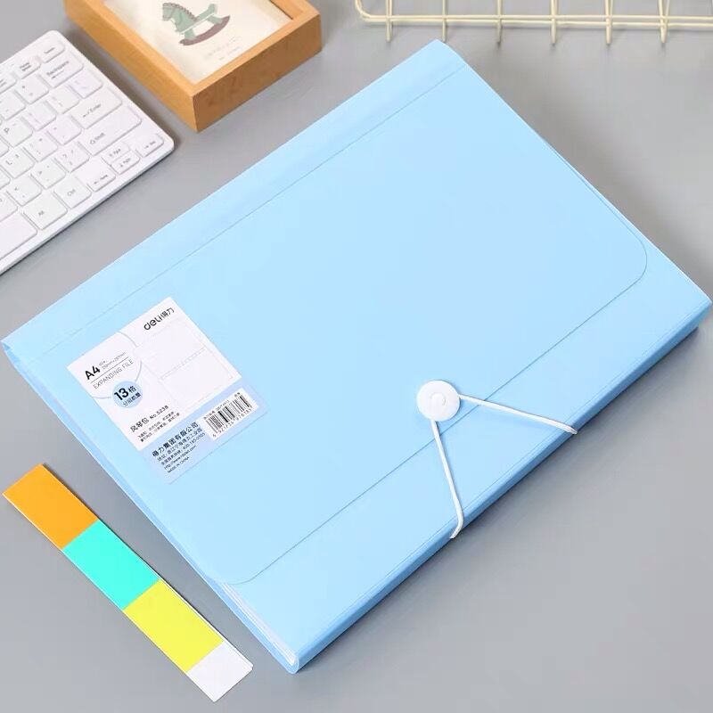 12 lag  a4 flerlags skrivebordsmappe ekspanderende taske papir papir opbevaring organisator sag skole kontor papirvarer: Blå