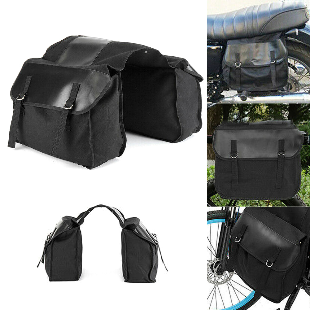 Motorbike Touring Zadeltas Motorfiets Zwart Canvas Waterdichte Fietstassen Grote CapacityBox