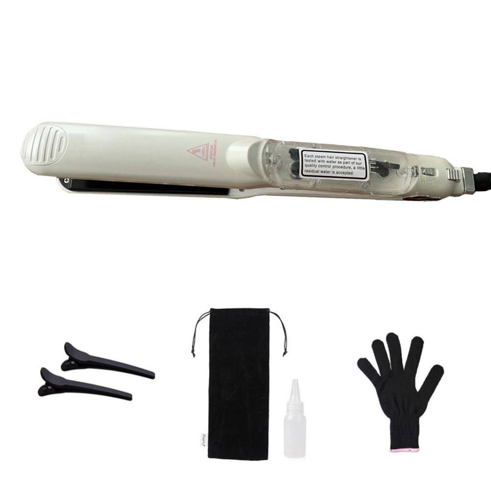 Stoom Straigthening Ijzer Toermalijn Keramische Stijltang Arganolie 450F Professionele Haar Stijltang Kapper Salon Gereedschappen: White / Au