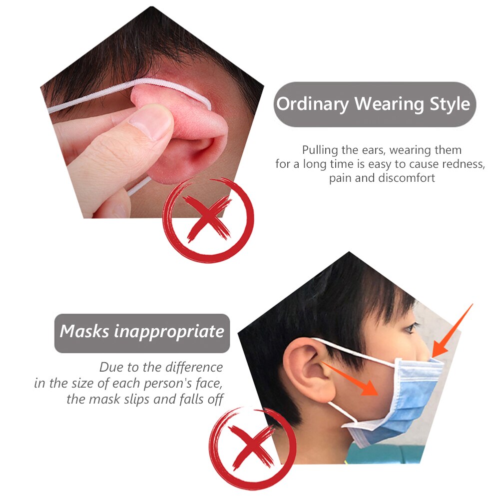 1PC Silicone Face Mask Ear Saver Clip Adjustable Mask Strap Hook 3 Levels Mask Extender Retainer Clip for Children Adult