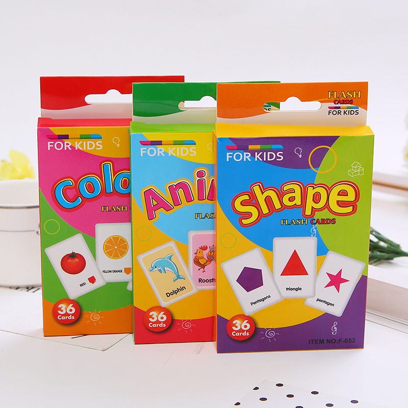 Baby Learning Card Kids Recognition Animal Coloe Shape Card Fun English Word Educational Toy Game Puzzle