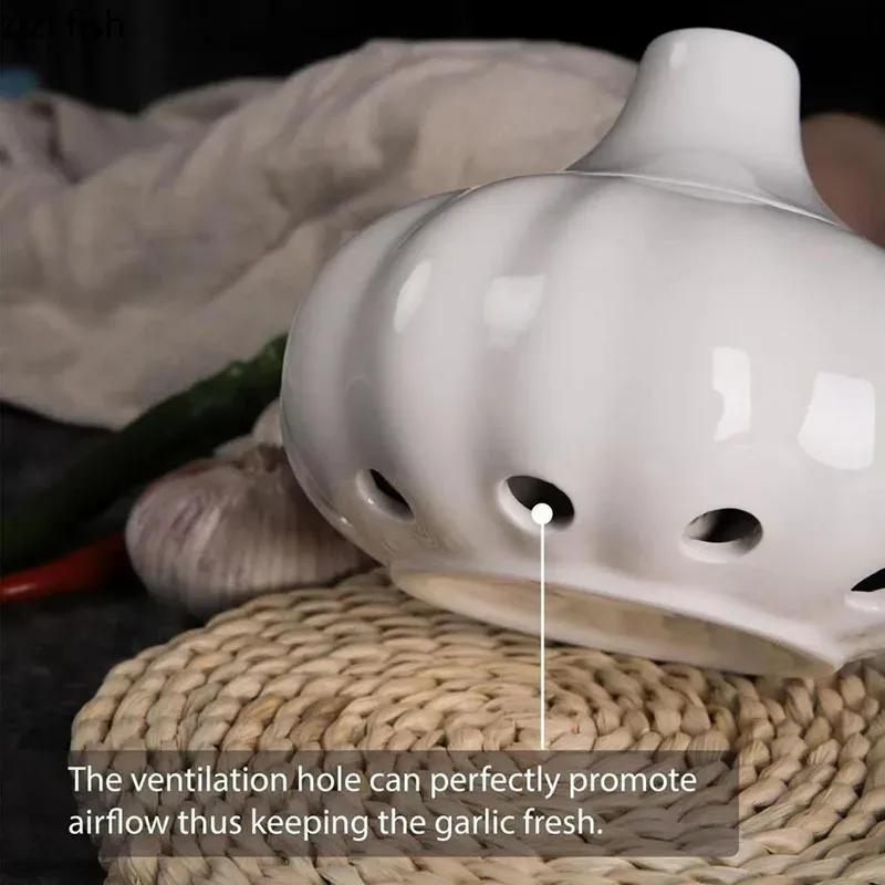 Kreatywny ceramiczny słoik robić przechowywania w kształcie czosnku Jednokolorowy wydrążony pojemnik robić przechowywania czosnku imbiru Kuchnia Słoik robić przechowywania w gospodarstwie domowym