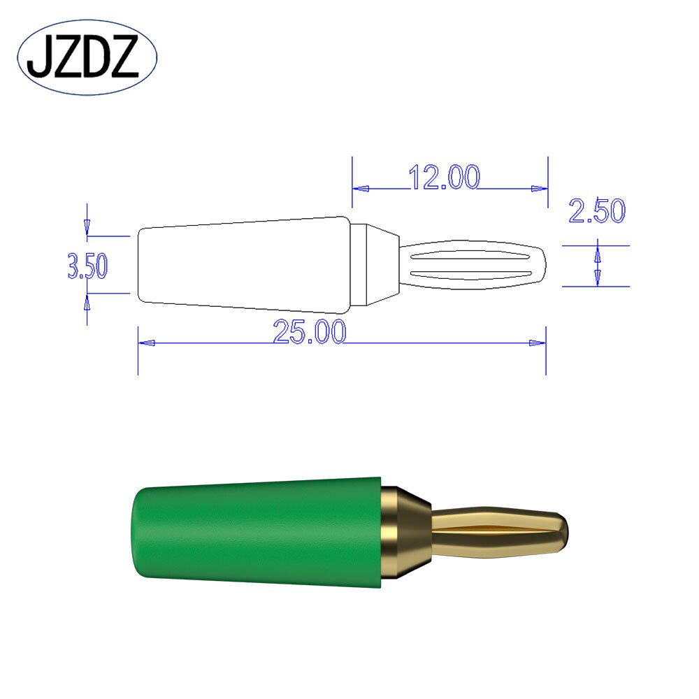 Jzdz 10 Stks/partij 2.5Mm Banana Plug Elektrische Connector Adapter 5 Kleuren J.10007