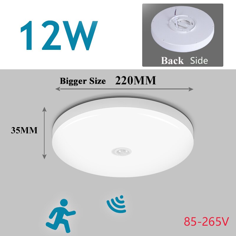 Moderne LED-deckenleuchte PIR Bewegung Sensor Decke Lampe 20W 30W 40W Clever Heimat Leben Sensor Licht flure Flur AC85-265V: 12W Sensor Lampe / kalt Weiß