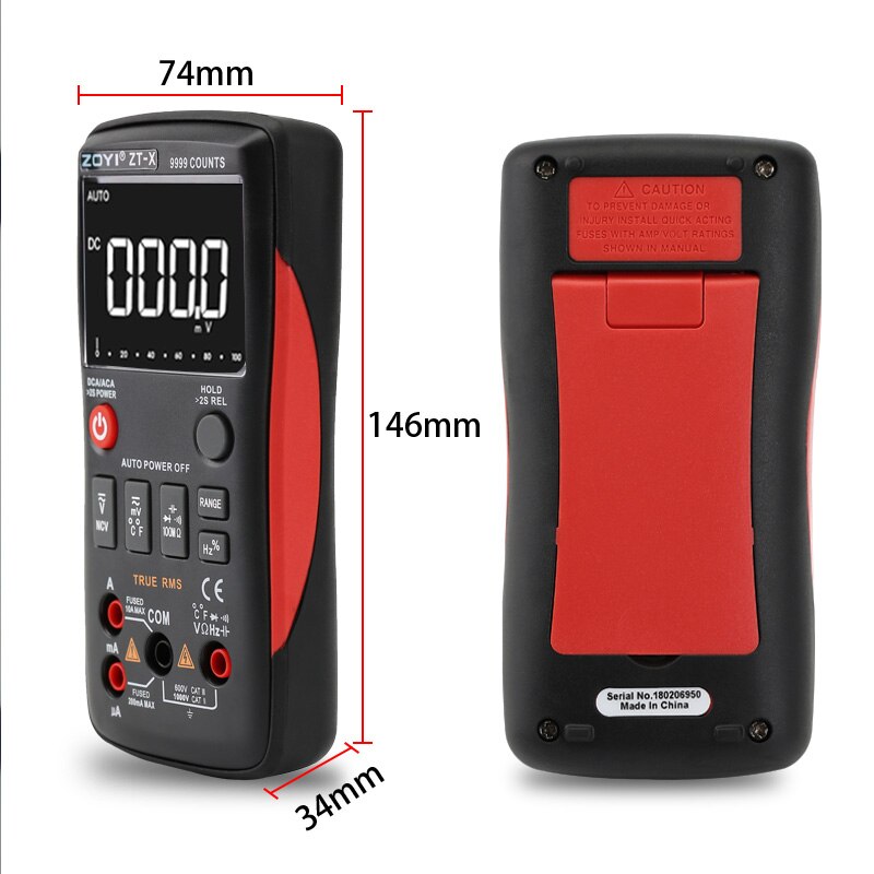 Zoyi zt-x digital multimeter med ncv hold-testverktyg testmaskin lcd-bakgrundsbelysningsdisplay temperatur ac dc-mätare