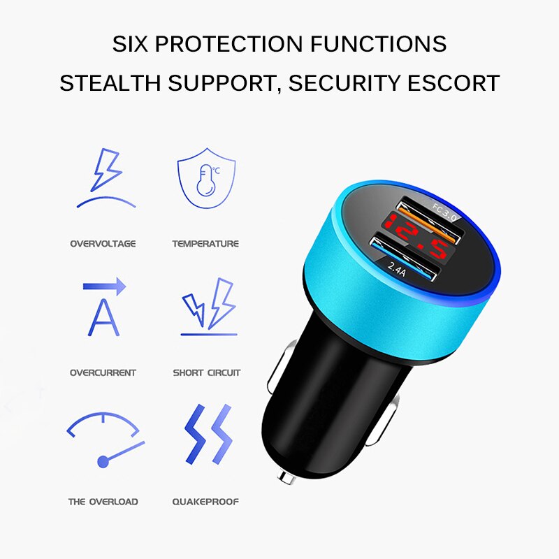 Onever usb-autolader 5v/3.1a dubbele slimme snelladeradapter autolader 2- poorten voor tablets xiaomi oppo samsung huawei