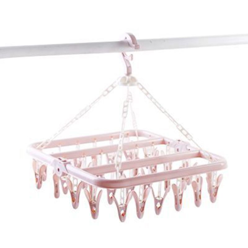 Foldable 32 Peg Windproof Clothes Hanger Dryer Washing Line Airer Clothes Socks 203F