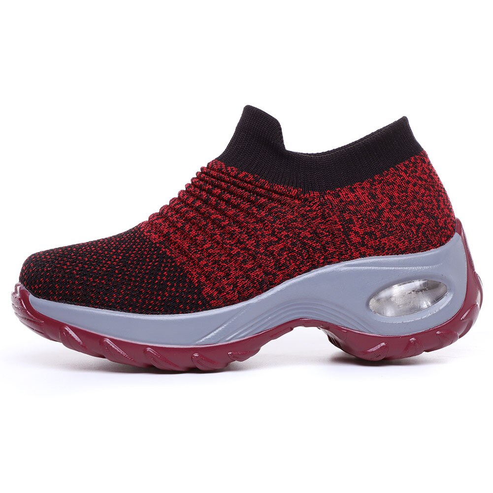 Women Slip On Mesh Walking Shoes Air Cushion Comfortable Platform Working Sneakers ALS88