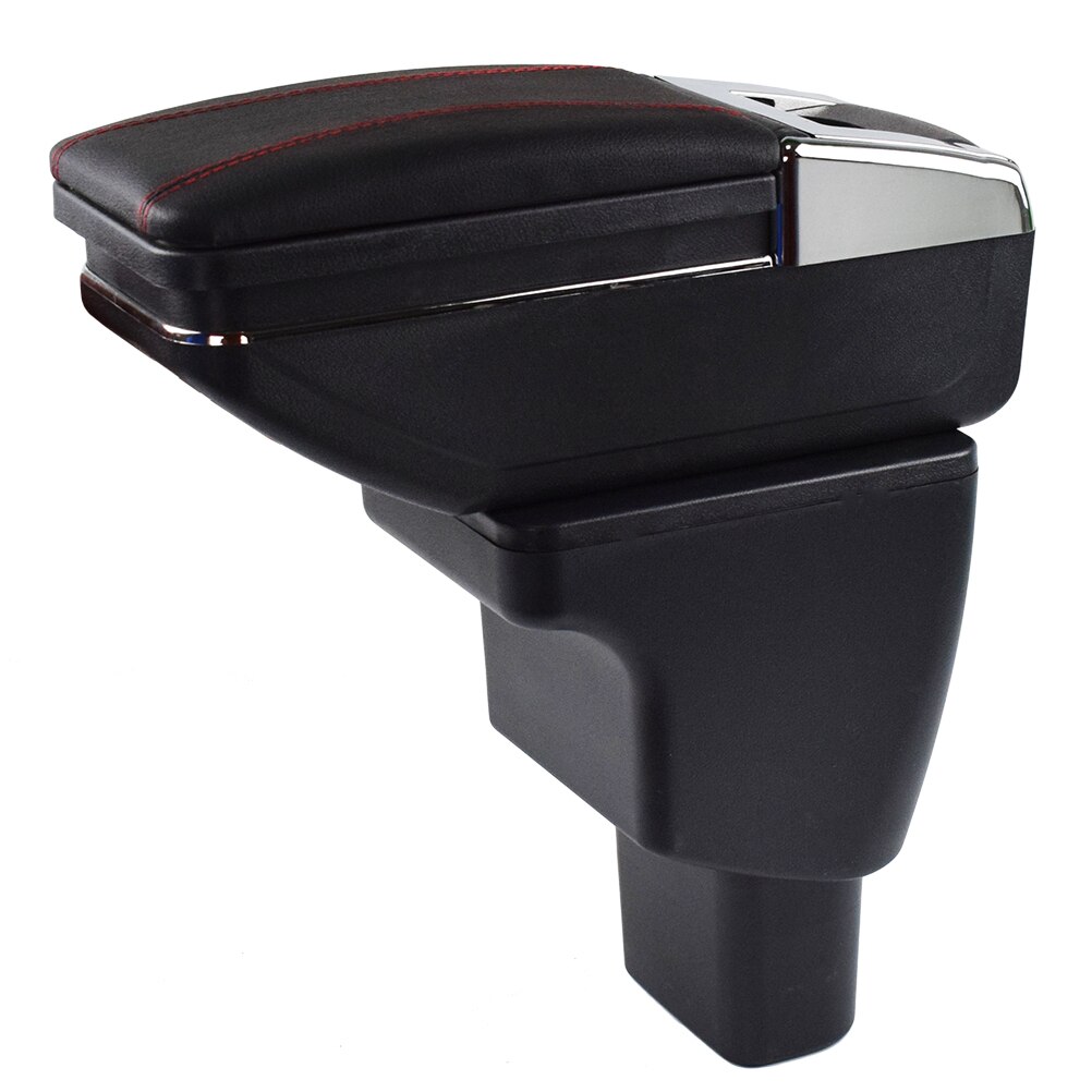 Voor Hyundai I10 2007 - Opbergdoos Armsteun Inhoud Arm Rest Draaibare Zwart Lederen Asbak: Red thread