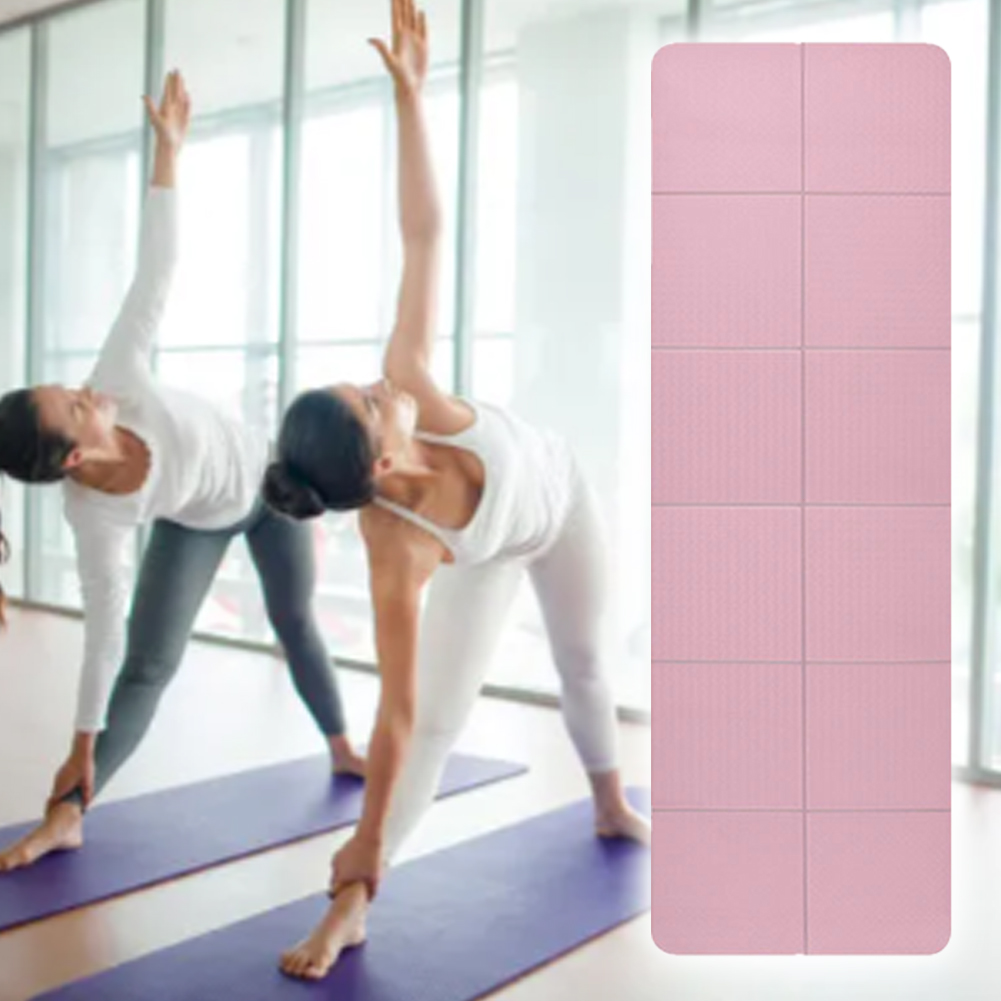 Sammenleggbar yogamatte dobbeltsidig støtdempende treningspute sklisikker yoga pilatesmatte hjemme kroppsbyggingsutstyr