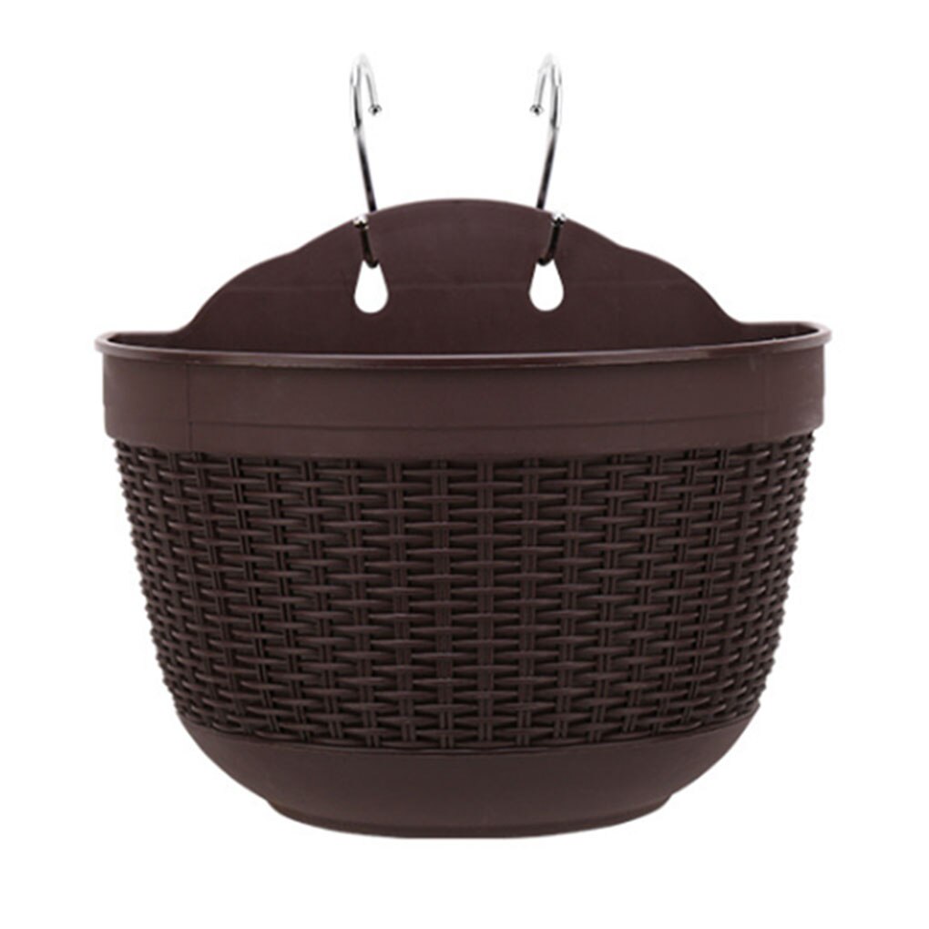 Wandmontage Bloempot Imitatie Rotan Muur Opknoping Bloem Plant Pot Halfronde Hars Hek Mand Voor Balkon Tuin Indoor: 01(M)